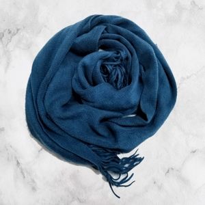 Free w purchase Teal blue soft knit fringed scarf